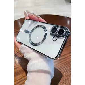 Apple iPhone 16 Kılıf Kamera Lens Korumalı Magsafe Şarj Kilifi Şeffaf Renkli Yumuşak Kapak