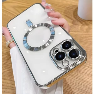 Apple iPhone 16 Pro Max Kılıf Kamera Lens Korumalı Magsafe Şarj Kilifi Şeffaf Renkli Yumuşak Kapak