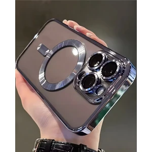 Apple iPhone 11 Pro Max Kılıf Kamera Lens Korumalı Magsafe Şarj Kilifi Şeffaf Renkli Yumuşak Kapak