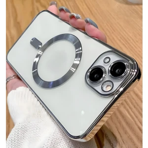 Apple iPhone 15 Plus Kamera Lens Korumalı Magsafe Şarj Kilifi Şeffaf Renkli Yumuşak Kılıf