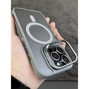 Apple iPhone 14 Pro Max Kılıf Standlı Mat Magsafe Metal Tuşlu Kamera Lens Hediyeli Wonk Kapak