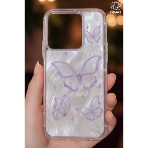 Vivo Y36 Kılıf Parlak Hologramlı Kelebek Desenli Darbe Emici Kamera Çıkıntılı Renkli Silikon