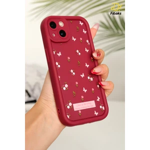 Apple iPhone 13 Kılıf Yumuşak Dokulu Kelebek ve Gül Desenli Yumuşak Kamera Korumalı Silikon Kapak