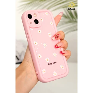 Apple iPhone 13 Kılıf Yumuşak Dokulu Papatya Desenli Yumuşak Kamera Korumalı Silikon Kapak