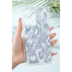 Realme C55 Kılıf Parlak Hologramlı Kelebek Desenli Darbe Emici Kamera Korumalı Renkli Silikon