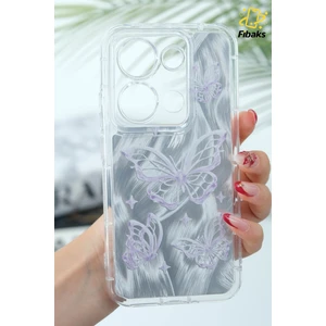 Xiaomi Redmi Note 13 Pro 4g Kılıf Parlak Hologramlı Kelebek Desenli Darbe Emici Kamera Korumalı Silikon