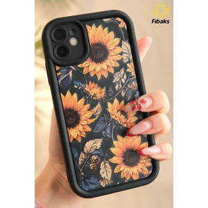 Apple iPhone 11 Kılıf Yumuşak Dokulu Ayçiçeği Desenli Yumuşak Kamera Korumalı Silikon Kapak