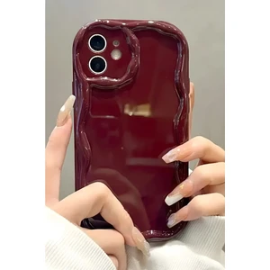 Apple iPhone 11 Uyumlu Kılıf Kamera Korumalı Dalga Kenarlı Darbe Emici Bordo Silikon Kapak