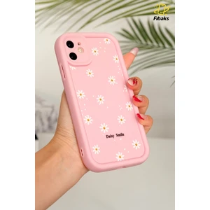 Apple iPhone 11 Kılıf Yumuşak Dokulu Papatya Desenli Yumuşak Kamera Korumalı Silikon Kapak