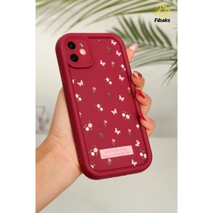 Apple iPhone 11 Kılıf Yumuşak Dokulu Kelebek ve Gül Desenli Yumuşak Kamera Korumalı Silikon Kapak