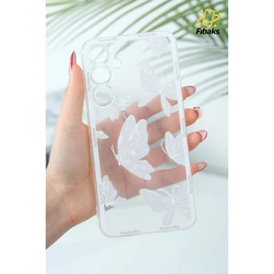 Samsung Galaxy A55 Uyumlu Kılıf Tasarımlı Desenli Kamera Korumalı Şeffaf Kelebek Esnek Yumuşak Silikon Kapak