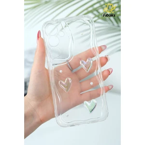 Samsung Galaxy A15 Kılıf 3D Kalpli Inci Tasarımlı Desenli Kamera Korumalı Şeffaf Silikon Kapak