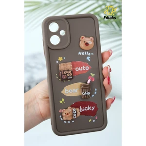 Samsung Galaxy A06 Kılıf Ayıcık Kahve Tasarımlı Desenli Kamera Korumalı Yumuşak Silikon Kapak