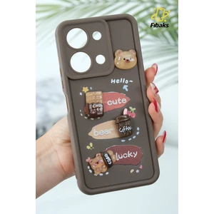 Xiaomi Redmi Note 13 Pro 5g Kılıf Tasarımlı Desenli Kamera Korumalı Ayıcık Kahve Renkli Yumuşak Silikon Kap