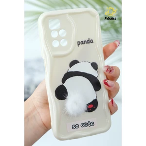 Xiaomi Redmi 10 2022 Uyumlu Kılıf Tasarımlı Desenli Kamera Korumalı Panda Beyaz Püsküllü Silikon Kapak