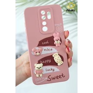 Xiaomi Redmi Note 8 Pro Uyumlu Kılıf Tasarımlı Desenli Kamera Korumalı Tavşan Pembe Yumuşak Silikon Kapak