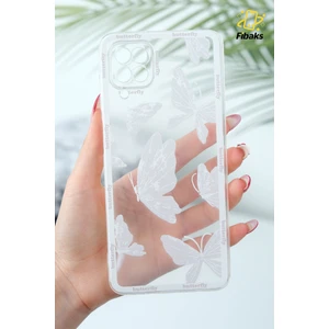 Samsung Galaxy A12/M12 Kılıf Şeffaf Kelebek Tasarımlı Desenli Kamera Korumalı Yumuşak Silikon Kapak