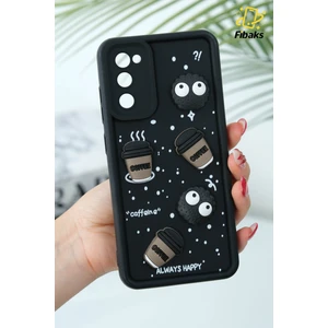 Samsung Galaxy S20 Fe Kılıf Tasarımlı Desenli Kamera Korumalı Coffee Kurabiye Siyah Yumuşak Silikon Kapak