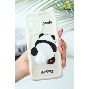 Samsung Galaxy S20 Fe Uyumlu Kılıf Tasarımlı Desenli Kamera Korumalı Panda Beyaz Püsküllü Silikon Kapak
