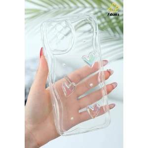 Samsung Galaxy A12/M12 Kılıf 3D Kalpli Inci Tasarımlı Desenli Kamera Korumalı Şeffaf Silikon Kapak