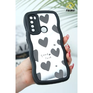 Xiaomi Redmi Note 8 Uyumlu  Kılıf Aynalı Kalp Desenli Yumuşak Kenarlı Kamera Korumalı Silikon Kapak