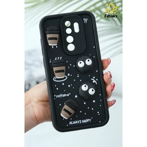 Xiaomi Redmi Note 8 Pro Kılıf Tasarımlı Desenli Kamera Korumalı Coffee Kurabiye Siyah Yumuşak Silikon Kapak
