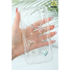 Xiaomi Redmi Note 8 Pro Kılıf 3D Kalpli Inci Tasarımlı Desenli Kamera Korumalı Şeffaf Silikon Kapak