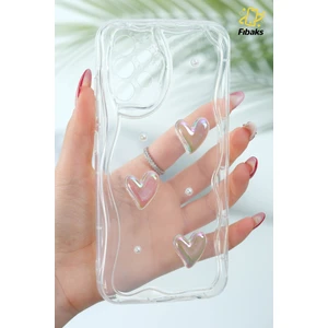 Samsung Galaxy A32 Kılıf 3D Kalpli Inci Tasarımlı Desenli Kamera Korumalı Şeffaf Silikon Kapak