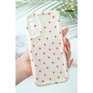 Samsung Galaxy A50 - A30S Kılıf Kamera Korumalı Dalga Kenarlı Kırmızı Kalp Desenli Silikon Kapak