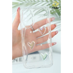 Samsung Galaxy A50-A30S Kılıf 3D Kalpli Inci Tasarımlı Desenli Kamera Korumalı Şeffaf Silikon Kapak