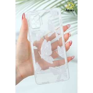 Samsung Galaxy A51 Uyumlu Kılıf Tasarımlı Desenli Kamera Korumalı Şeffaf Kelebek Esnek Yumuşak Silikon Kapak