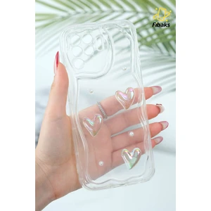 Oppo Reno 5 Lite Kılıf 3D Kalpli Inci Tasarımlı Desenli Kamera Korumalı Şeffaf Silikon Kapak