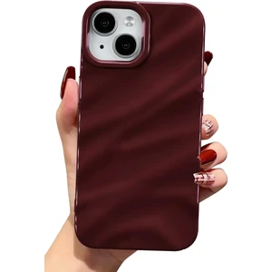 Apple iPhone 13 - 14 - 15 Kılıf Parlak Kabartmalı Dalga Tasarımlı Desenli Mürdüm Darbe Emici Silikon Kapak