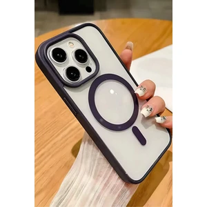 Apple iPhone 14 Pro Kılıf Wireless Şarj Magsafe Destekli Renkli Parlak Hassas Butonlu Kamera Korumalı Darbe Emici Kapak