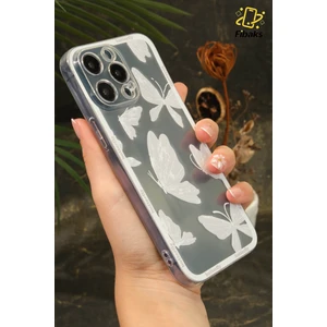 Apple iPhone 13 Pro Kılıf Tasarımlı Desenli Kamera Korumalı Şeffaf Kelebek Yumuşak Silikon Kapak