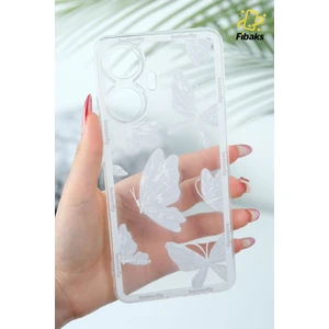 Realme C55 Uyumlu Kılıf Tasarımlı Desenli Kamera Korumalı Şeffaf Kelebek Esnek Yumuşak Silikon Kapak