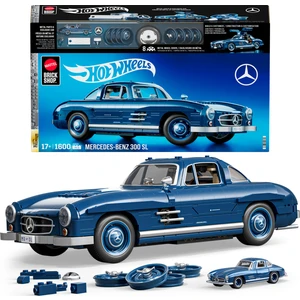 Mattel Brick Shop™ Hot Wheels® Premium Serisi - Mercedes-Benz 300SL Koleksiyoncular Için Yarış Arabası Yapı Oyuncağı (1500 Parça) HWW25