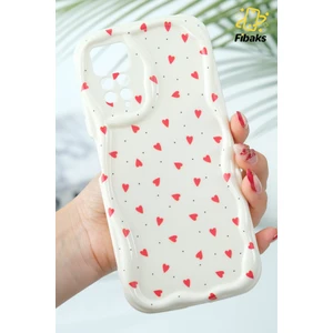 Xiaomi Redmi Note 11 Pro/12 Pro 4g Kılıf Kamera Korumalı Dalga Kenarlı Kırmızı Kalp Desenli Silikon Kapak