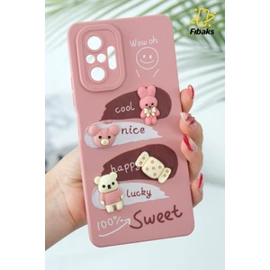 Xiaomi Redmi Note 10 Pro Uyumlu Kılıf Tasarımlı Desenli Kamera Korumalı Tavşan Pembe Yumuşak Silikon Kapak