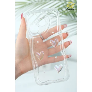 Xiaomi Redmi 13 4g Kılıf 3D Kalpli Inci Tasarımlı Desenli Kamera Korumalı Şeffaf Silikon Kapak