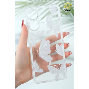 Xiaomi Redmi 13 Kılıf Şeffaf Kelebek Tasarımlı Desenli Kamera Korumalı Yumuşak Silikon Kapak