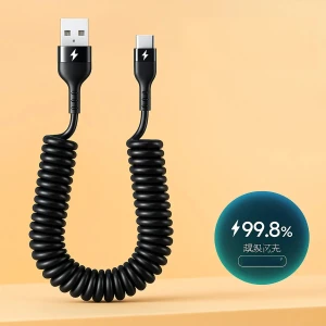 iPhone Samsung Xiaomi Huawei Uyumlu 120W 1 Metre Spiralli Type-C Kırılmaz Uç Hızlı Şarj Data Kablosu