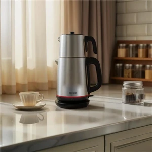 Royaltea 1711h Çay Makinesi 1 l Demlik 1,9 l Su Isıtıcı Kapasiteli Çelik İnox Siyah Tasarım