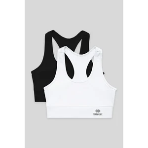 Slim Fit U Yaka 2li Paket Siyah-Beyaz Kadın Spor Büstiyer - 97120