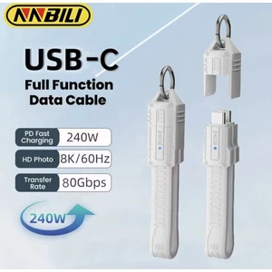 NNBILI Thunderbolt 4  240W 80Gbps 8K+4K Type-C To Type-C Usb 4.0 Full Şarj ve Data Kablosu Ce Lisanslı Sertifikalı
