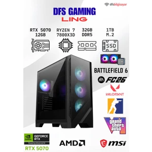 DFS Bilgisayar Dfs Gamıng Lıng Ryzen 7 7800X3D-B650M-RTX 5070 12GB-32GB Ddr5 Ram-1tb M.2 Ssd-Oyuncu Bilgisayarı Sistem Tavsiyesi