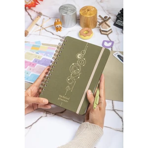 A5 Süresiz Haftalık Planlayıcı Spiralli Kumaş Kapak - Haki