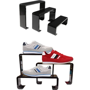 30 Parça Pleksi Siyah Kademeli Ayakkabı Rafı & Ayakkabı Teşhir Standı & Organizer Raf