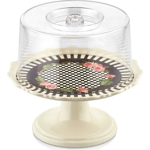 Desenli Melamin 2 Katlı Kek Pasta Sunumluk 33X23 cm