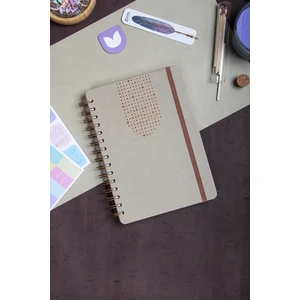 A5 Süresiz Haftalık Planlayıcı Spiralli Vegan Deri Kapak - Krem